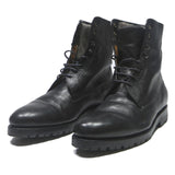 Mens Black Leather Lace-Up Combat Boots UK 6.5 Classic Durable Stylish Footwear