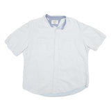 NAUTICA Mens White Linen Blend Shirt 2XL Short Sleeve Casual Button Pocket