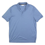 CALVIN KLEIN Mens Blue Short Sleeve Plain L Polo Shirt Cotton Blend Classic Fit
