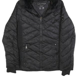 NAUTICA Womens Black Quilted Zip Jacket S Polyester Blend Hooded