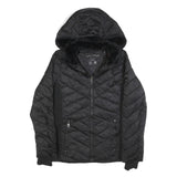 NAUTICA Womens Black Quilted Zip Jacket S Polyester Blend Hooded