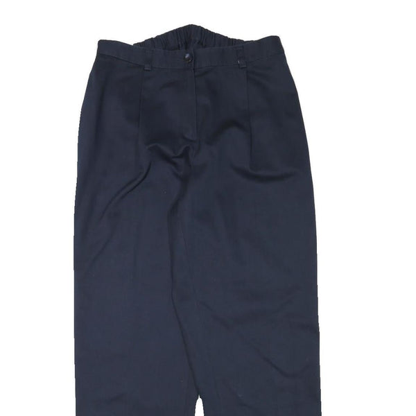 Womens Relaxed Navy Blue Cotton Blend Trousers W29 L30 Zip Closure