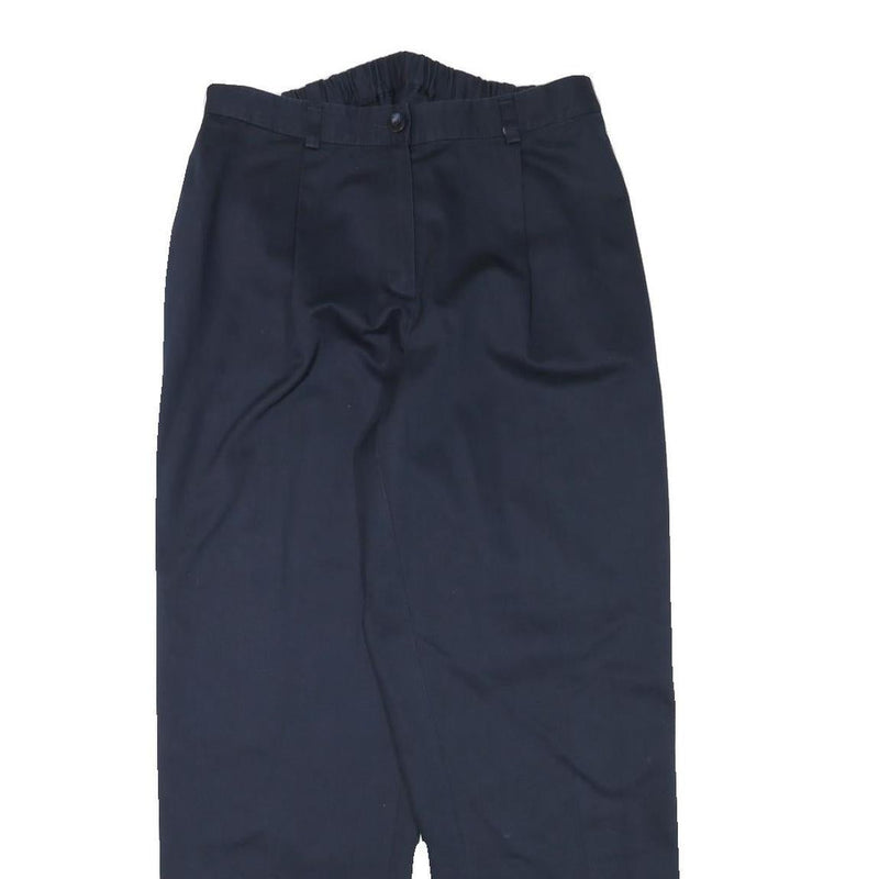 Womens Relaxed Navy Blue Cotton Blend Trousers W29 L30 Zip Closure