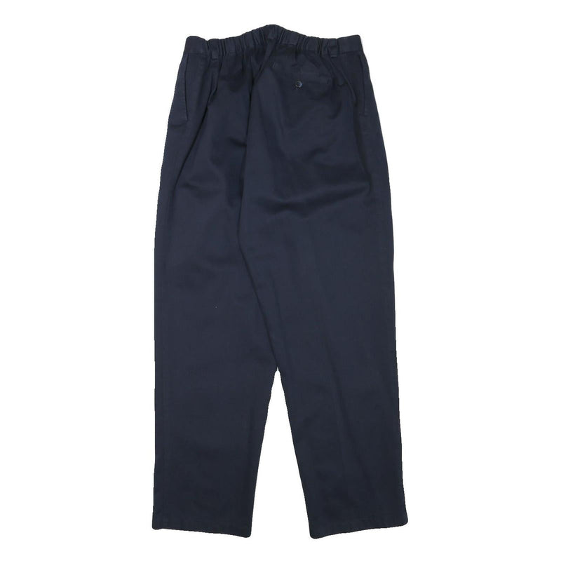 Womens Relaxed Navy Blue Cotton Blend Trousers W29 L30 Zip Closure