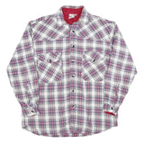 Mens White & Maroon Check Cotton Blend Shirt M Long Sleeve Casual Button Front