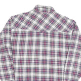 Mens White & Maroon Check Cotton Blend Shirt M Long Sleeve Casual Button Front