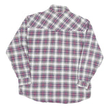 Mens White & Maroon Check Cotton Blend Shirt M Long Sleeve Casual Button Front