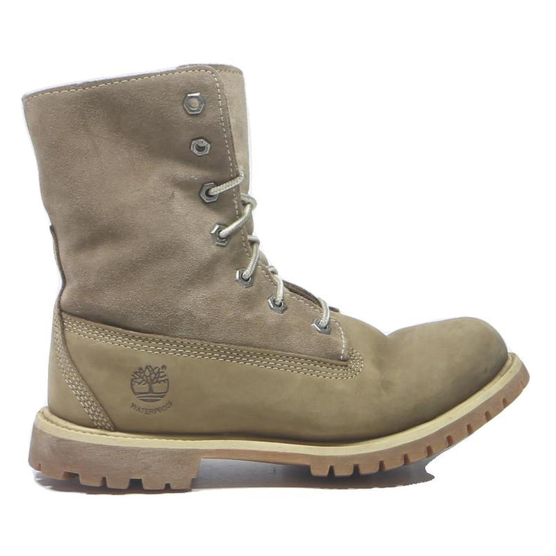 TIMBERLAND Womens Waterproof Lace-Up Leather Boots Beige UK 7 Durable Outdoor