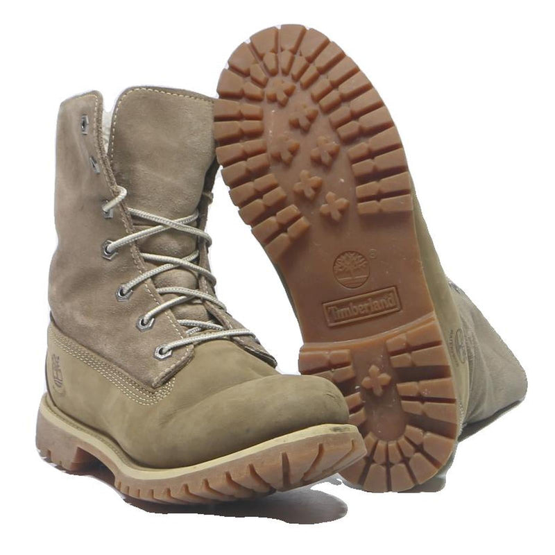 TIMBERLAND Womens Waterproof Lace-Up Leather Boots Beige UK 7 Durable Outdoor