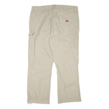 DICKIES Mens Relaxed Beige Cotton Blend Trousers W40 L30 Workwear Zip Closure