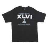 NFL Mens Black Super Bowl XLVI Graphic T-Shirt XL Short Sleeve Crew Neck
