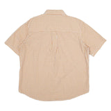 CHAPS Mens Beige & White Check Shirt XL Cotton Button Down Short Sleeve Casual