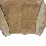 BRASS PLUM Womens Beige Leather Zip Jacket M Plain Vintage Style