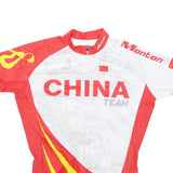 MONTON Mens Red & White China Team Cycling Jersey 2XL Short Sleeve Zip Neckline