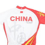 MONTON Mens Red & White China Team Cycling Jersey 2XL Short Sleeve Zip Neckline