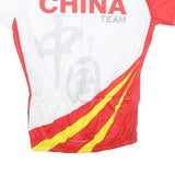 MONTON Mens Red & White China Team Cycling Jersey 2XL Short Sleeve Zip Neckline