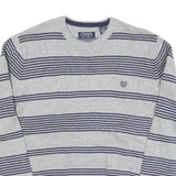 CHAPS Mens Grey & Navy Patterned Cotton Blend Jumper Crew Neck Basic Knit XL