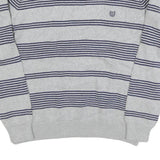 CHAPS Mens Grey & Navy Patterned Cotton Blend Jumper Crew Neck Basic Knit XL