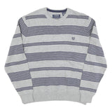 CHAPS Mens Grey & Navy Patterned Cotton Blend Jumper Crew Neck Basic Knit XL
