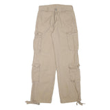 Mens Cotton Blend Beige Relaxed Cargo Trousers W28 L30 Casual Utility Pockets