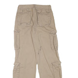 Mens Cotton Blend Beige Relaxed Cargo Trousers W28 L30 Casual Utility Pockets