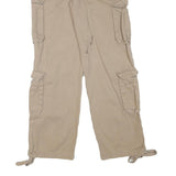Mens Cotton Blend Beige Relaxed Cargo Trousers W28 L30 Casual Utility Pockets