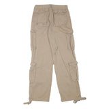 Mens Cotton Blend Beige Relaxed Cargo Trousers W28 L30 Casual Utility Pockets