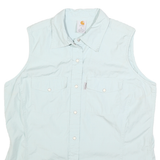 CARHARTT Womens Light Blue Sleeveless Shirt XL Cotton Blend Casual Workwear