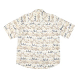 CROSSINGS Mens Beige Floral Cotton Blend Shirt M Summer Casual Button-Up
