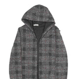 TODAY Womens Grey & Red Checked Hooded Jacket M Polyester Blend Casual Outerwear
