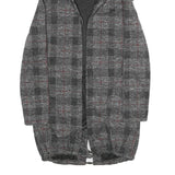 TODAY Womens Grey & Red Checked Hooded Jacket M Polyester Blend Casual Outerwear