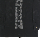 REZZA Mens Black Shirt M Cotton Blend Embroidered Pattern Stand-Up Collar