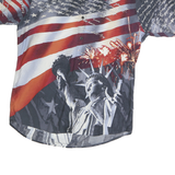 NORTH RIVER Mens Red & Blue Graphic Cotton Shirt M Patriotic Statue of Liberty
