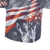 NORTH RIVER Mens Red & Blue Graphic Cotton Shirt M Patriotic Statue of Liberty