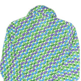 LIANG YEOI Womens Green & Blue Printed Shirt Long Sleeve Collared M Polyester