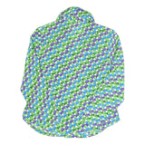 LIANG YEOI Womens Green & Blue Printed Shirt Long Sleeve Collared M Polyester