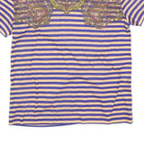 CARVEN Womens Yellow & Blue Graphic Stripe T-Shirt S Crew Neck Short Sleeve