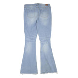 SIMPLE SOCIETY Womens Jeans Blue Regular Flared Denim Light W34 L32 Distressed