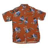 JUNCTION WEST Mens Orange & Blue Floral Cotton Blend Shirt L Casual Summer