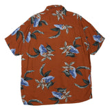 JUNCTION WEST Mens Orange & Blue Floral Cotton Blend Shirt L Casual Summer