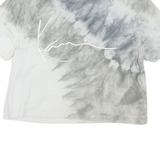 KARL KANI Womens Grey & White Tie Dye T-Shirt S Short Sleeve Crew Neck Cotton