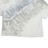 KARL KANI Womens Grey & White Tie Dye T-Shirt S Short Sleeve Crew Neck Cotton