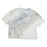 KARL KANI Womens Grey & White Tie Dye T-Shirt S Short Sleeve Crew Neck Cotton