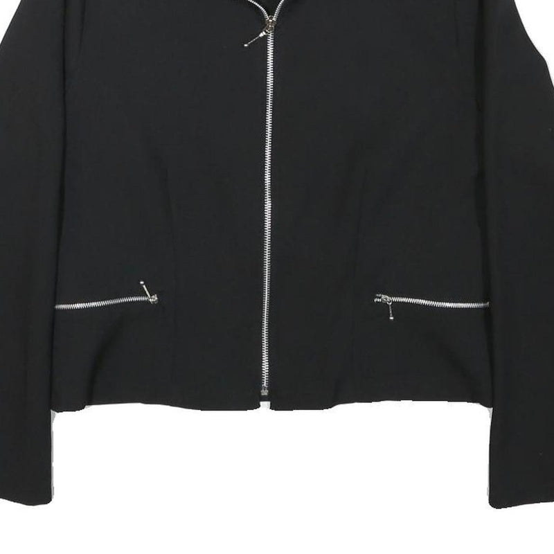 TALLY WEIJL Womens Black & Green Zip Jacket S Polyester Blend Classic Stylish