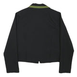 TALLY WEIJL Womens Black & Green Zip Jacket S Polyester Blend Classic Stylish