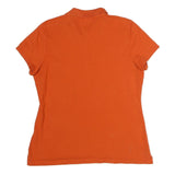TOMMY HILFIGER Womens Orange Short Sleeve Plain Polo Shirt XL Cotton Classic
