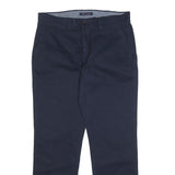 TOMMY HILFIGER Mens Cotton Blend Navy Slim Trousers W32 L30 Stylish Zip Closure