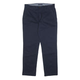 TOMMY HILFIGER Mens Cotton Blend Navy Slim Trousers W32 L30 Stylish Zip Closure