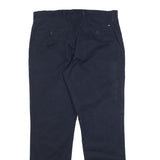 TOMMY HILFIGER Mens Cotton Blend Navy Slim Trousers W32 L30 Stylish Zip Closure