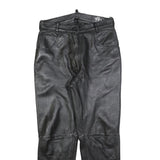 MODE Mens Leather Black Slim Tapered Trousers W30 L30 Stylish Zip Closure